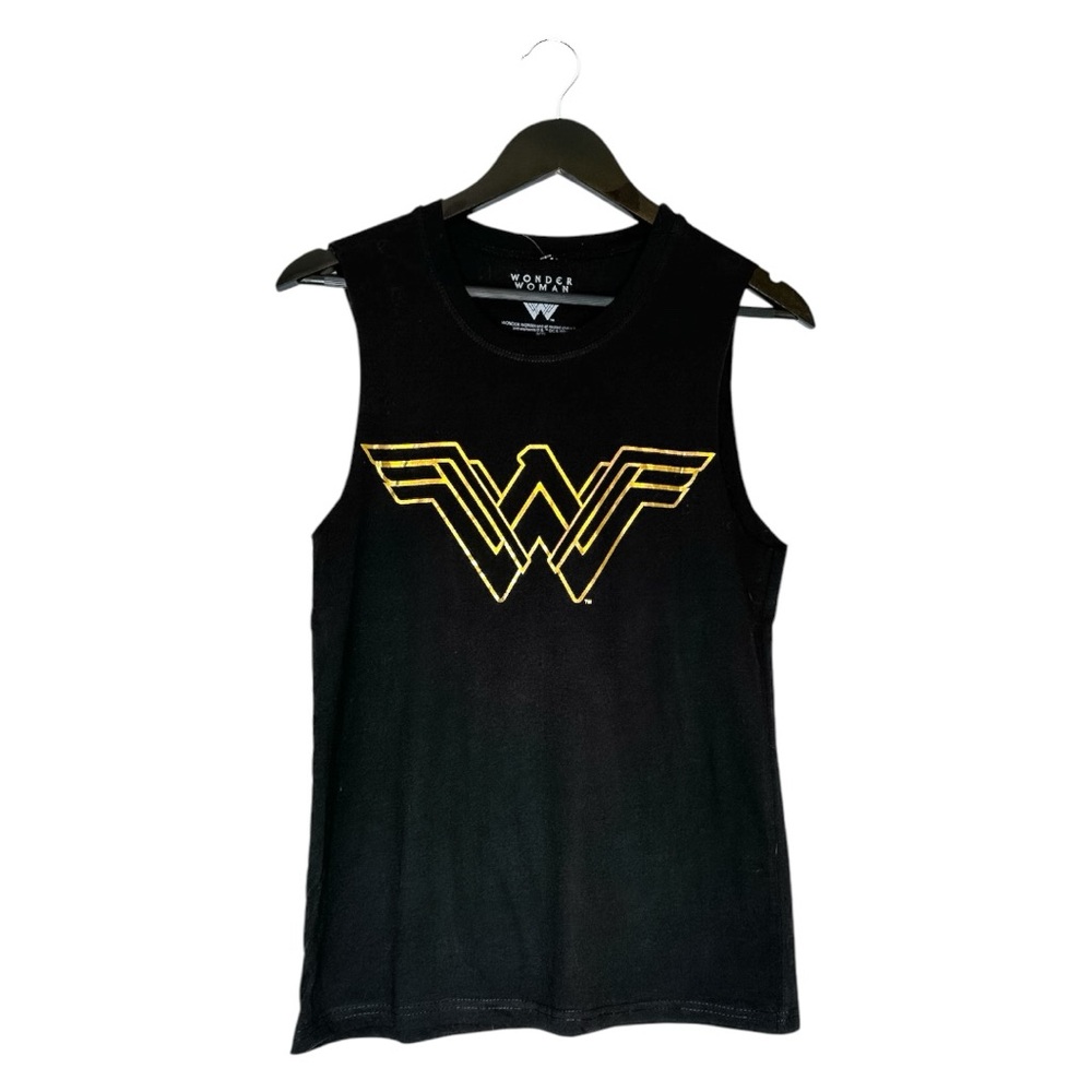 NWT DC Comics Wonder Woman Black Gold Graphic Muscle Tee Superhero Size Medium - Picture 2 of 7